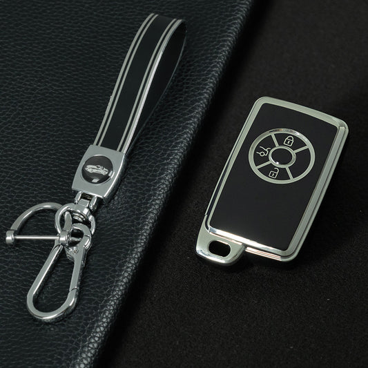 TOO1T1 Black-Silver Plating TPU Car Key Case Cover for Toyota Reizhi RAV4 Overlord Previa Latest Designs Car Supplies