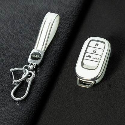 HOB4T1 White-Silver Plating Car Key Cover Suitable for Honda CRV Style Key case Civic HRV Accord XRV Yingshipai Haoyingbin Intelligent Bag Buckle keychain