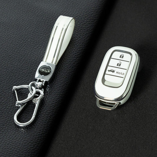 HOB4T1 White-Silver Plating Car Key Cover Suitable for Honda CRV Style Key case Civic HRV Accord XRV Yingshipai Haoyingbin Intelligent Bag Buckle keychain