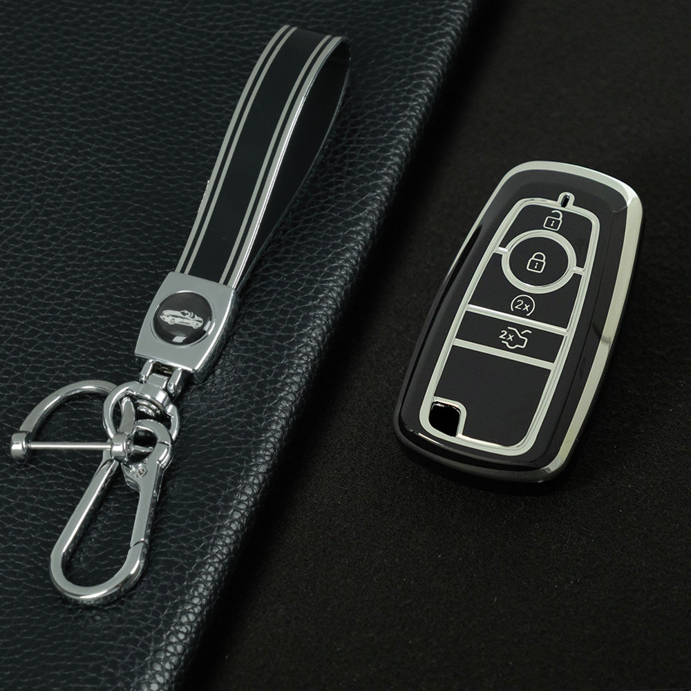 FOB3T1 Black-Silver Plating Suitable for Mondeo Keycases, Ruiji Car Keychains, High-end Taurus Ruijie Fox Car Key Remote Control keychain