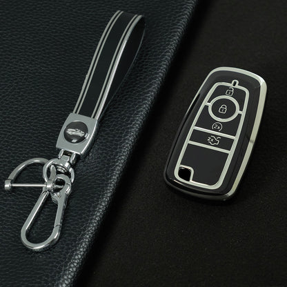 FOB3T1 Black-Silver Plating Suitable for Mondeo Keycases, Ruiji Car Keychains, High-end Taurus Ruijie Fox Car Key Remote Control keychain