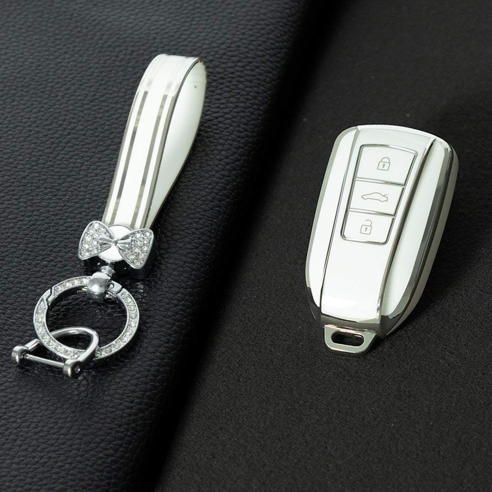 VED1T1 White-Silver Plating TPU Car Key Case Cover Dongfeng Yixuan GS AX7 Pro New Design Waterproof Auto Accessory