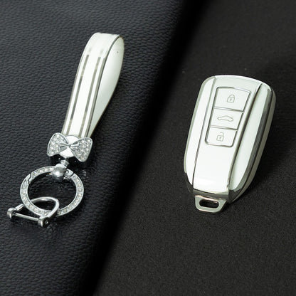 VED1T1 White-Silver Plating TPU Car Key Case Cover Dongfeng Yixuan GS AX7 Pro New Design Waterproof Auto Accessory