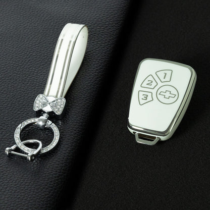 CEY1T1 White-Silver Plating TPU Car Key Case Cover for Chevrolet Cruze 4 Buttons Hot Selling Auto Llave Accessories