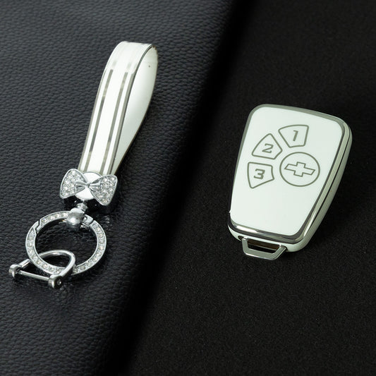 CEY1T1 White-Silver Plating TPU Car Key Case Cover for Chevrolet Cruze 4 Buttons Hot Selling Auto Llave Accessories