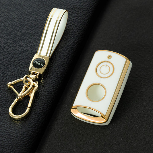 YAA1T1 White-Gold Plating Car Key Cover Remote Key Shell for Y-AMAHA XMAX X-MAX 400 NVX AEROX QBIX 125 155 250 300 400 2015 2016 2017 2018 2019 2020 Key Case Cover