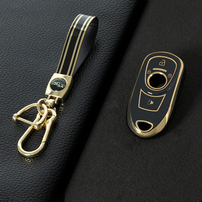 BUA1T1 Black-Gold Plating Fashion TPU Car Key Case Cover Shell for Buick Envision Verano Encore GS 20T 28T New LACROSSE Opel Astra K Keyless Protector Fob
