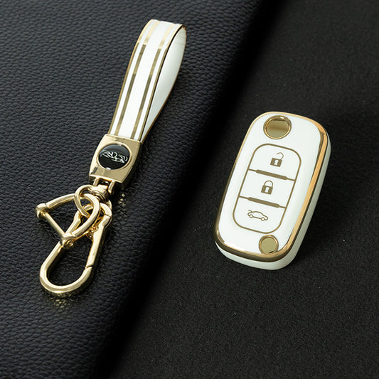 REI1T1 White-Gold Plating Soft TPU Key Case Cover for Renault Fluence Clio Megane for Mercedes for LADA Vesta Granta XRay Kalina Priora Sedan Sport