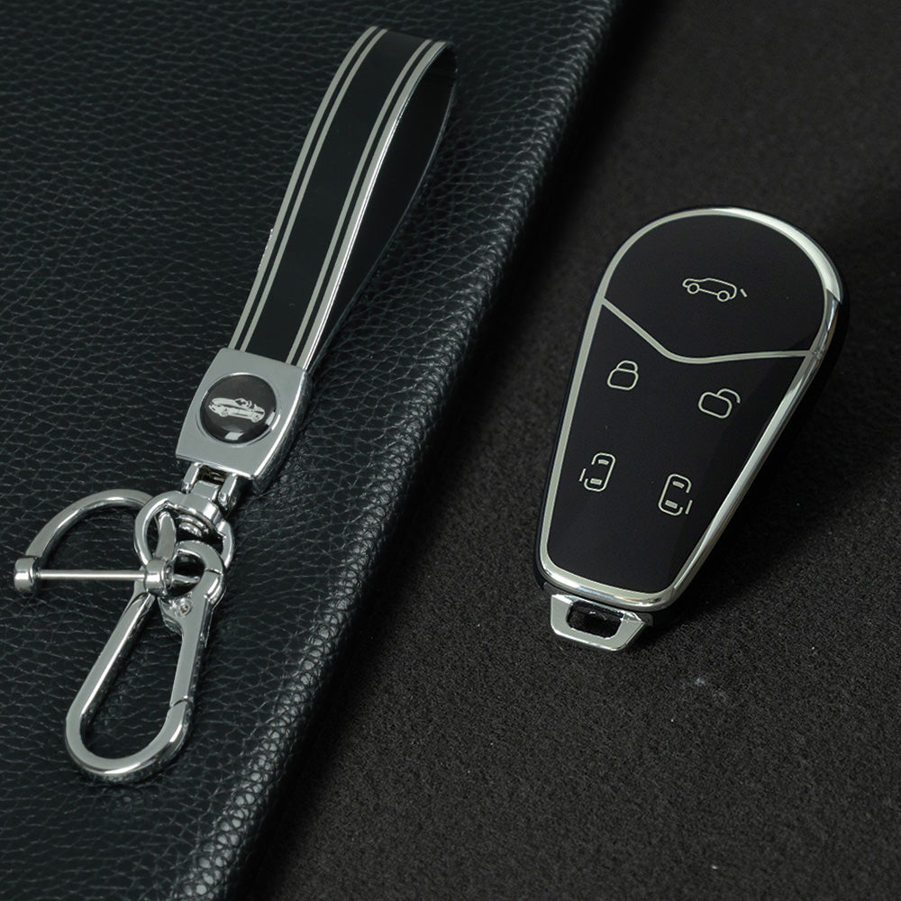 VYB1T1 Black-Silver Plating TPU Car Key Case Cover for VOYAH Lantu Dreamer Free DREAMPOWER Key
