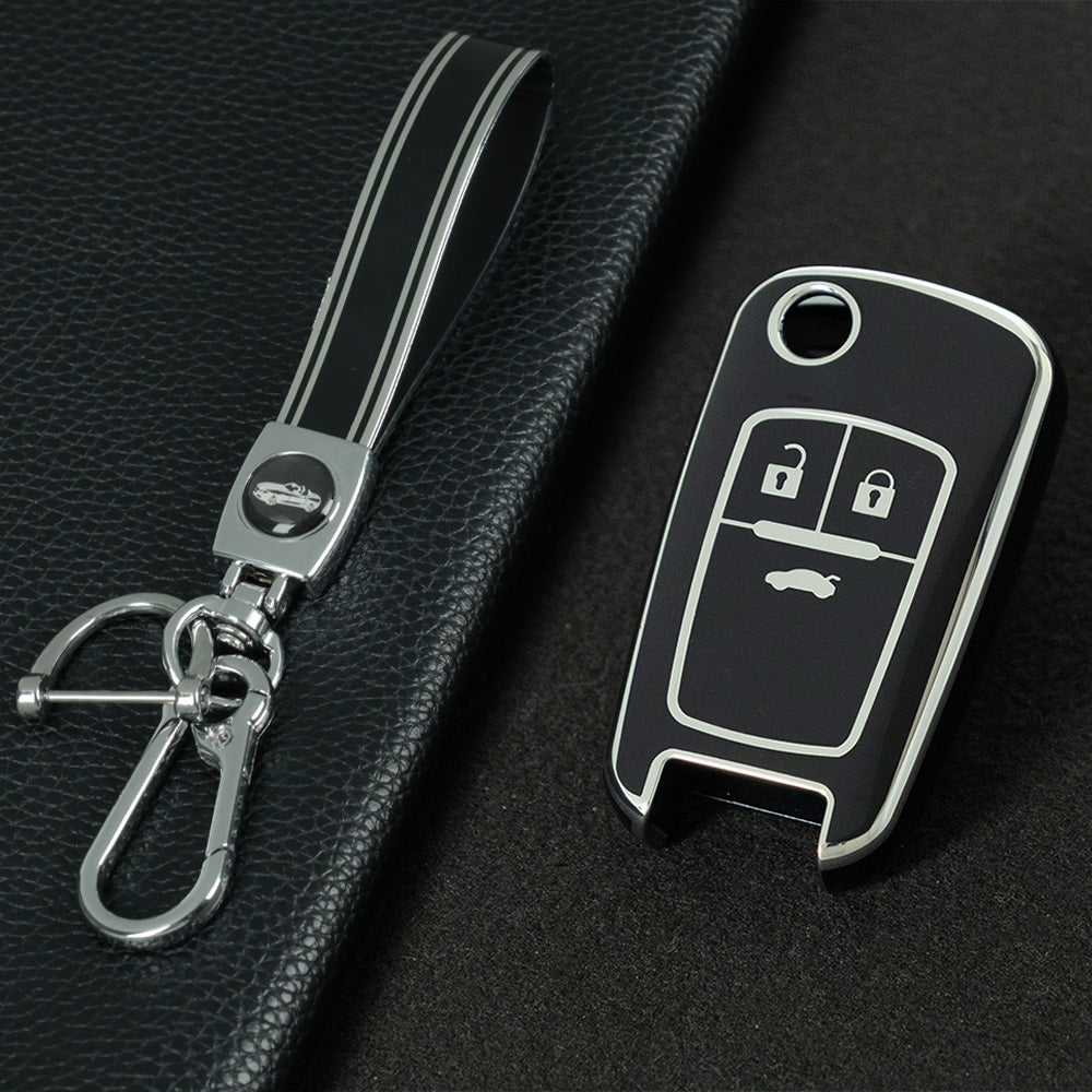 CED1T1 Black-Silver Plating 3 Button Soft TPU Car Key Case For Buick/Opel For Chevrolet Cruze Epica Lova Camaro Impala Aveo Malibu Sail Orlando