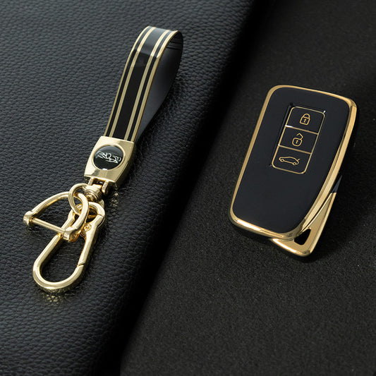 LEA1T1 Black-Gold Plating Silver Edge Lightweight Protective Case Premium Soft TPU for Lexus ES200 ES350 LC500 LS500 UX200 ES300h GX460 RX350h NX450