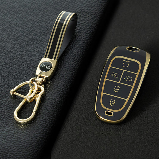 HYE3T1 Black-Gold Plating TPU Car Key Case for Hyundai Fifth Generation Tucson Good Quality Multicolor Auto Accessories