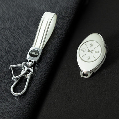 XPB1T1 White-Silver Plating TPU Car Key Case Cover for Xiaopeng G3 460 P7 520