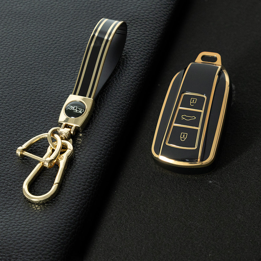 VED1T1 Black-Gold Plating TPU Car Key Case Cover Dongfeng Yixuan GS AX7 Pro New Design Waterproof Auto Accessory