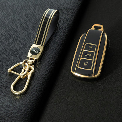 VED1T1 Black-Gold Plating TPU Car Key Case Cover Dongfeng Yixuan GS AX7 Pro New Design Waterproof Auto Accessory