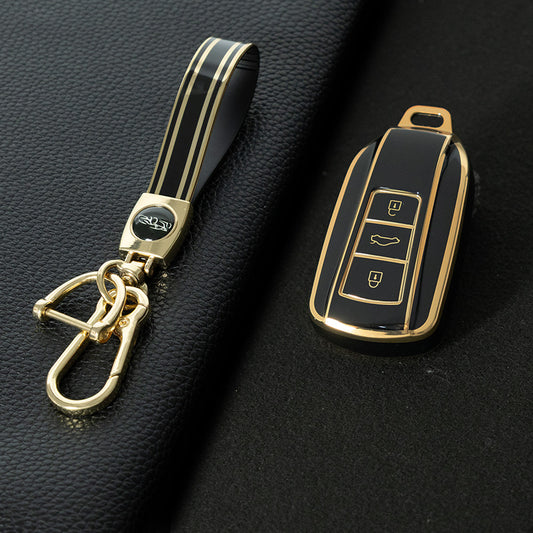 VED1T1 Black-Gold Plating TPU Car Key Case Cover Dongfeng Yixuan GS AX7 Pro New Design Waterproof Auto Accessory