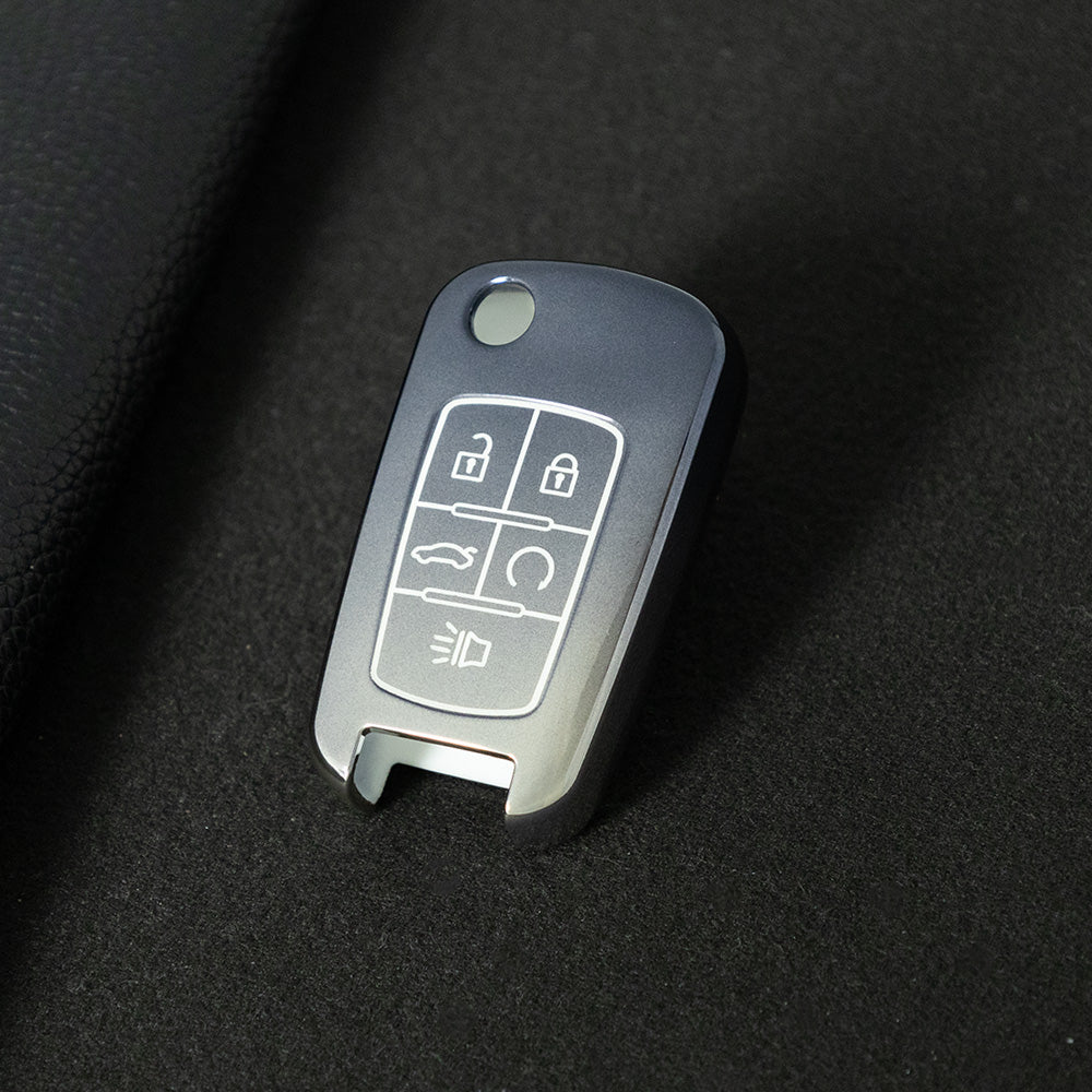 CED5T1 Gradient Gray 5-Button TPU Key Cover for Chevrolet Cruze Camaro Buick Regal Excelle, Protective Key Case