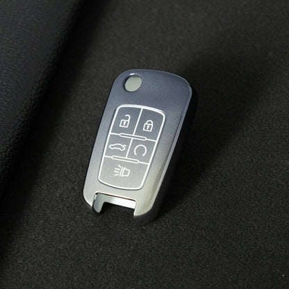 CED5T1 Gradient Gray 5-Button TPU Key Cover for Chevrolet Cruze Camaro Buick Regal Excelle, Protective Key Case