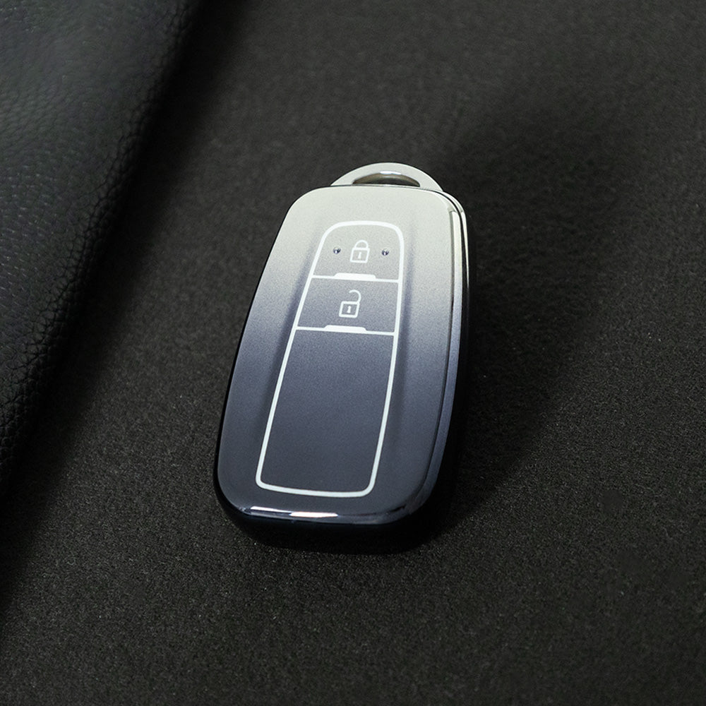 TOB2T1 Gradient Gray Car Key Cover Premium Soft TPU Car Key Case Cover Shell for Toyota LEVIN COROLLA RAV4 IZOA AVALON CHR Plarad Camry Key Rings Keychain Bag