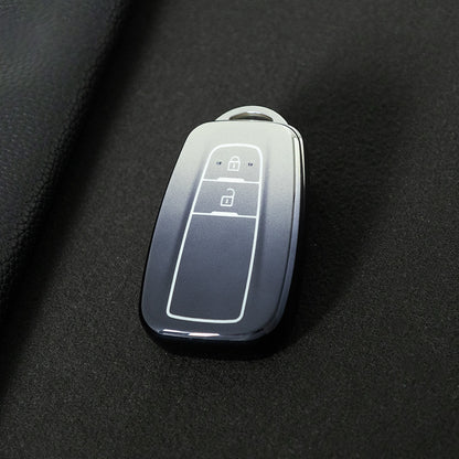 TOB2T1 Gradient Gray Car Key Cover Premium Soft TPU Car Key Case Cover Shell for Toyota LEVIN COROLLA RAV4 IZOA AVALON CHR Plarad Camry Key Rings Keychain Bag