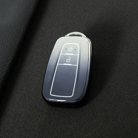 TOB2T1 Gradient Gray Car Key Cover Premium Soft TPU Car Key Case Cover Shell for Toyota LEVIN COROLLA RAV4 IZOA AVALON CHR Plarad Camry Key Rings Keychain Bag