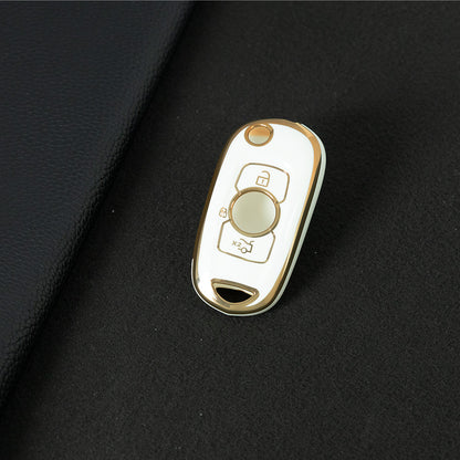BUB1T1 White-Gold Plating Soft TPU Car Flip Key Case Cover for Buick VERANO ENCORE GX GL6 for Opel Vauxhall Astra K Corsa E Protector Shell Accessories