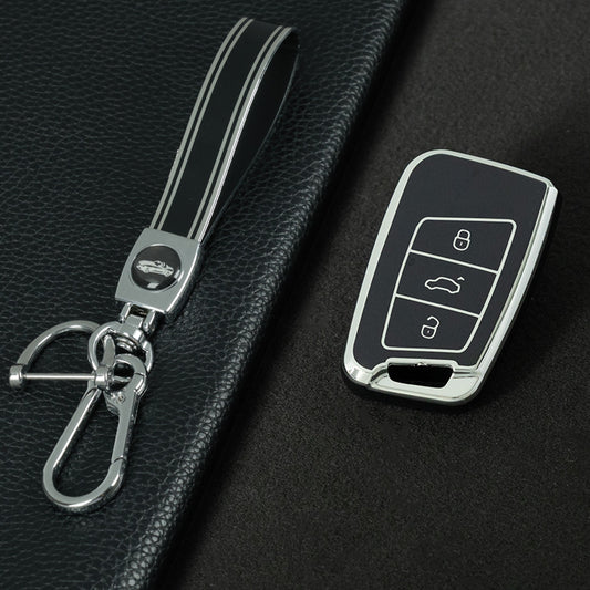 VOD1T1 Black-Silver Plating Car Key Cover For VW Polo Lavda Jetta Beetle Passat B5 B6 B7 Bora Santana Tiguan Car Key Cover