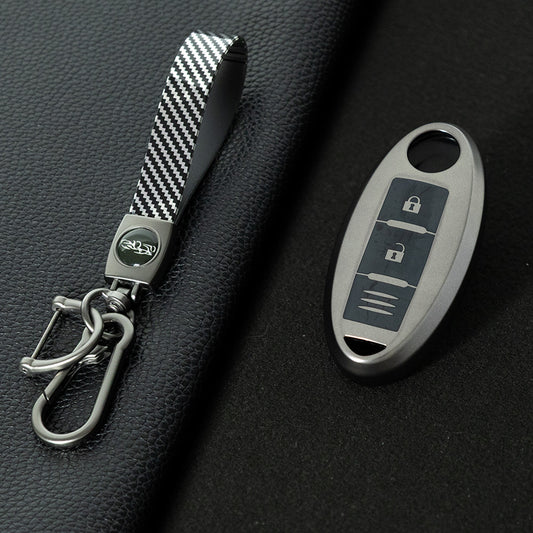 NIB1T1 Black-Metal Gray Plating Car Key Cover For Nissan X-Trail Qashqai Sylphy Altima