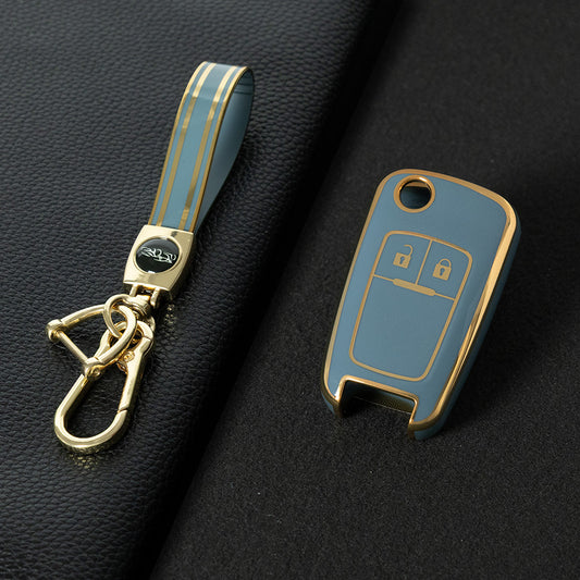 CED4T1 Granny Grey-Gold Plating Car Key Cover TPU Key Cover for Chevrolet Cruze Aveo Trax Sail Malibu for Opel Vauxhall Astra Corsa Meriva Insignia Key case
