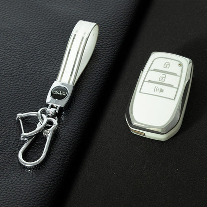 TOC5T1 White-Silver Plating TPU Car Key Case Cover For Toyota Yaris Rav4 Corola CHR Camry
