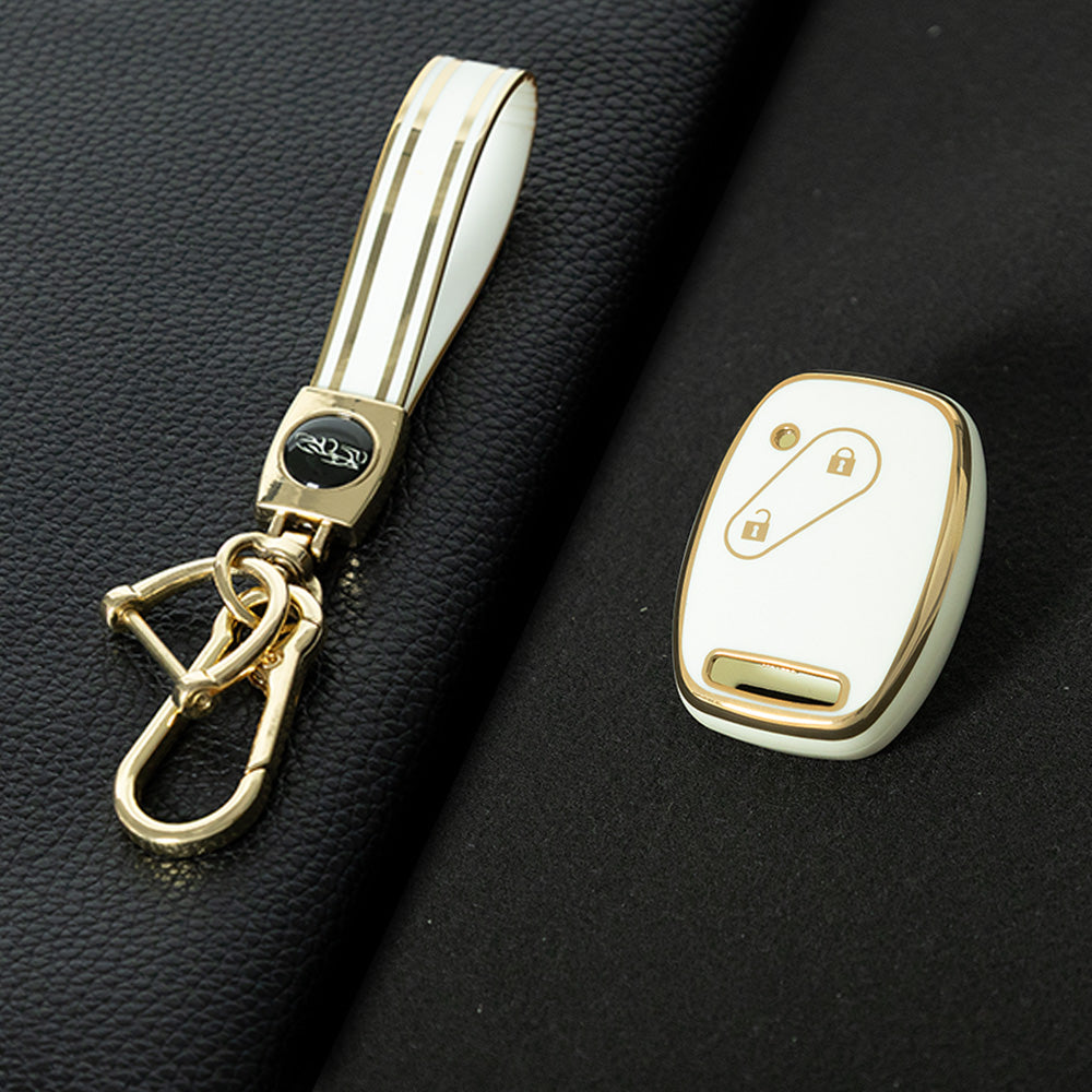 HON2T1 Black-Gold Plating 2Buttons Car Remote Key Case Cover Shell Fob for Honda Freed Freed Pilot StepWGN Insight Fit CIVIC JAZZ Pilot Accord CR-V