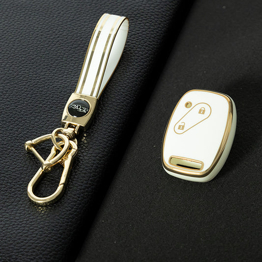 HON2T1 Black-Gold Plating 2Buttons Car Remote Key Case Cover Shell Fob for Honda Freed Freed Pilot StepWGN Insight Fit CIVIC JAZZ Pilot Accord CR-V