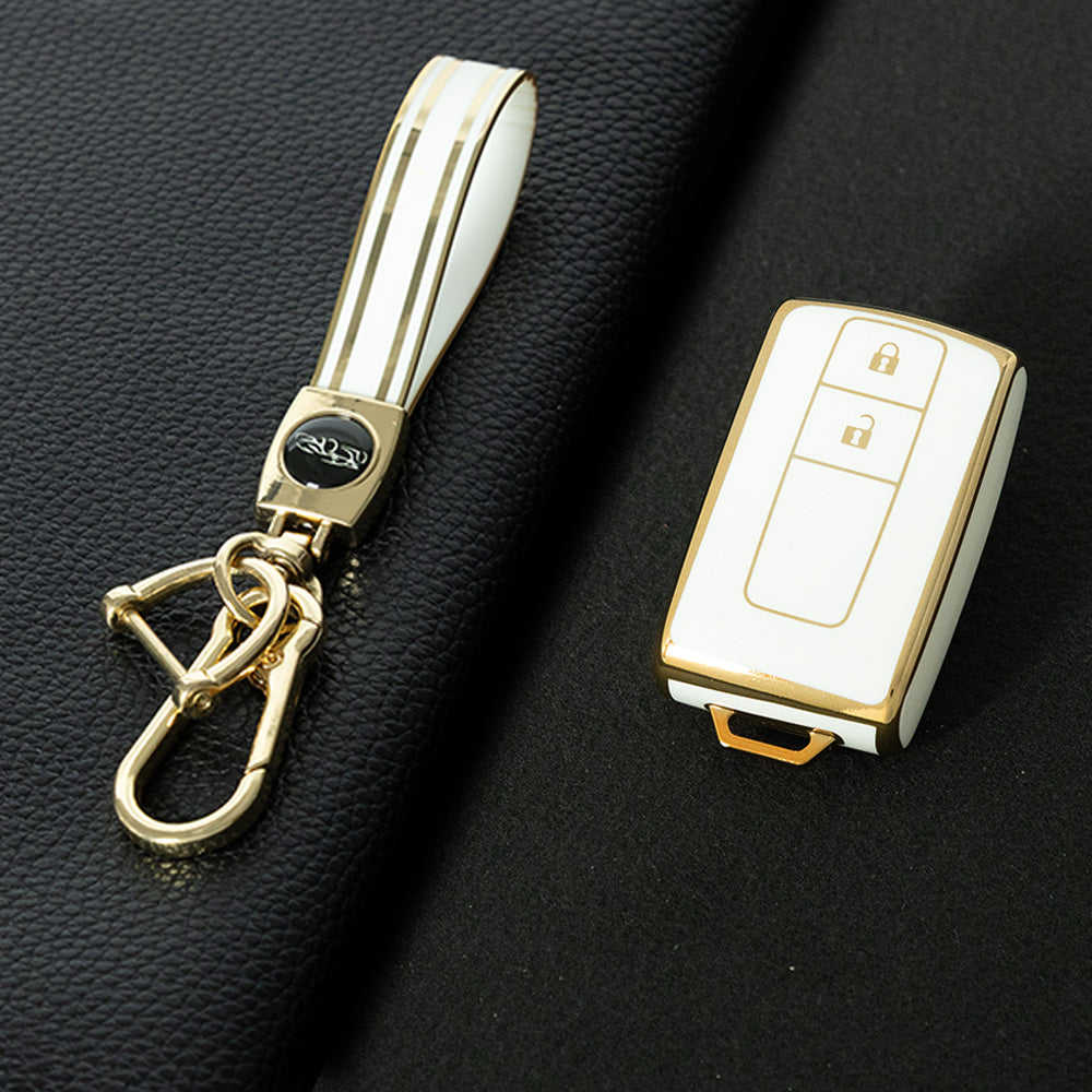 TOF1T1 White-Gold Plating TPU Car Key Case Cover for Toyota Prius Corolla 2004 2005 2006 2007 2008 2009 Verso Camry