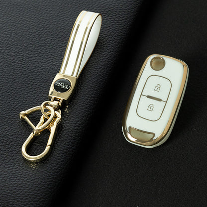 REL1T1 White-Gold Plating TPU Car Key Case Cover for Renault Kadjar Captur Megane Sandero Stepway Logan Clio 5 2022 Arkana 2020 2021 Kwid 2023