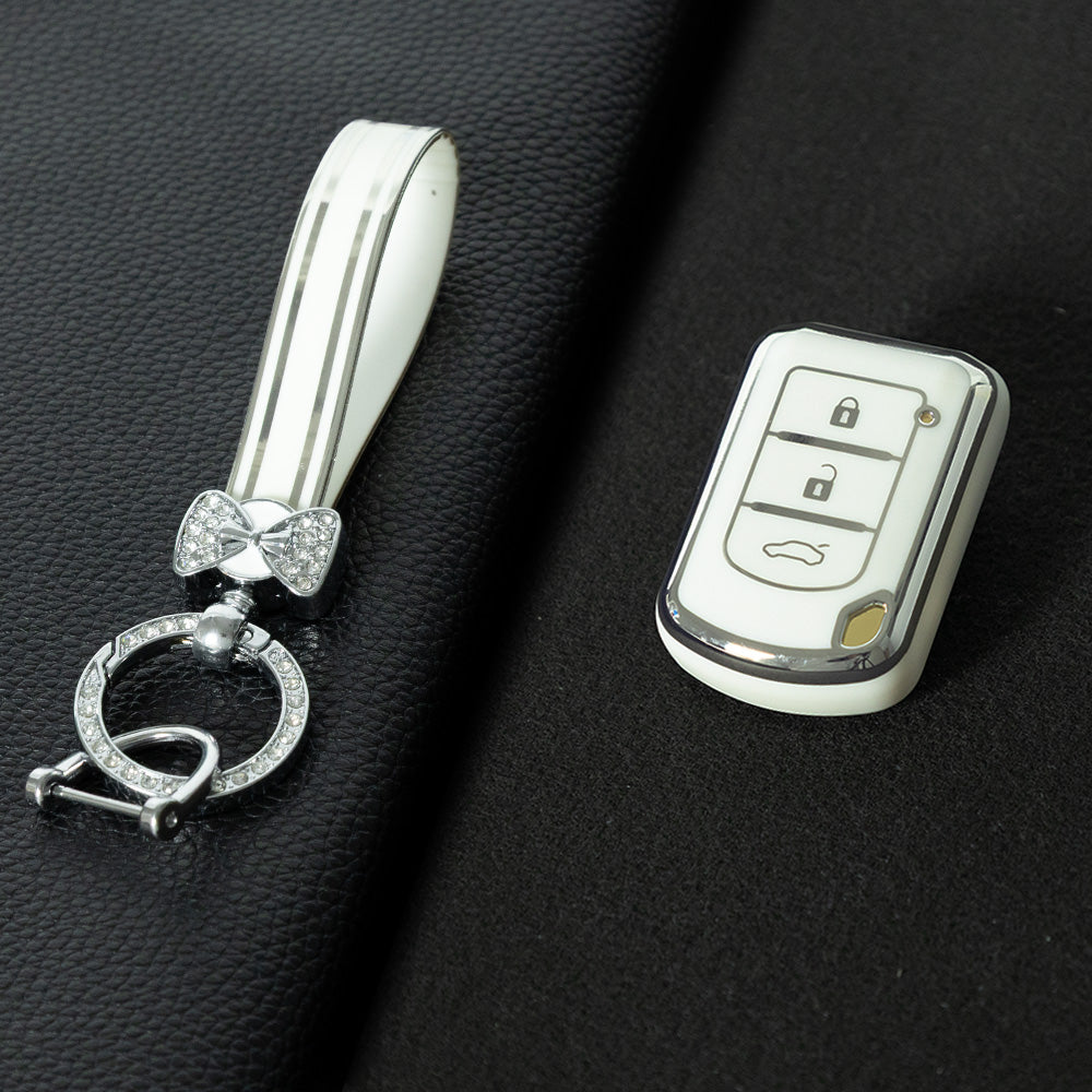 MIG1T1 White-Silver Plating TPU Car Key  Cover for Mitsubishi Kit Mitsubishi Outlander ASX Lansergo Lansergo Lansergo Pajero Yige