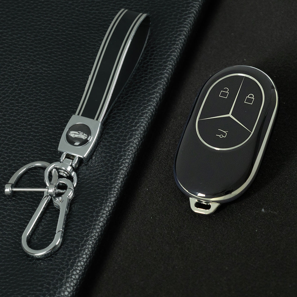 NOC1T1 Black-Silver Plating TPU Car Key Case Cover  for NIO ES8 ES7 ES6 EC7 EC6 ET7 ET5 ET5T EP9 EVE