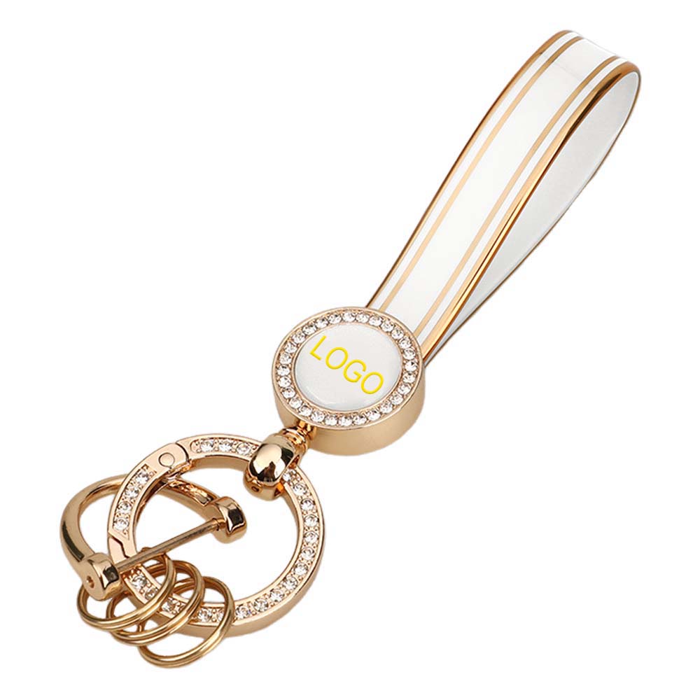 Fashionable Diamonds TPU Car Keychain with Three Ring Key Fob Holder Accessories and Custom Logo