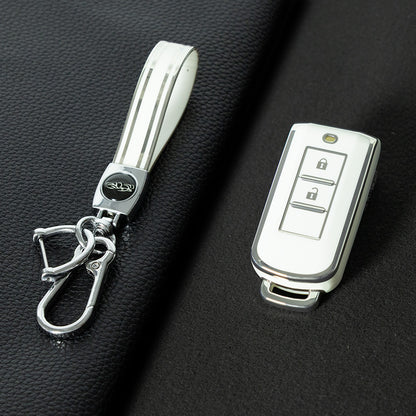 MIA2T1 White-Silver Plating TPU Car Key Cover for Mitsubishi Outlander/ASX/Lancer/Eclipse Cross/Pajero