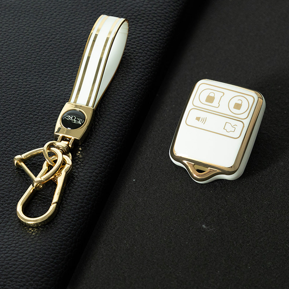 FOK1T1 White-Gold Plating 4 Buttons Key Remote Protective Sleeve Cover for Ford Car Wireless Key Cover Case
