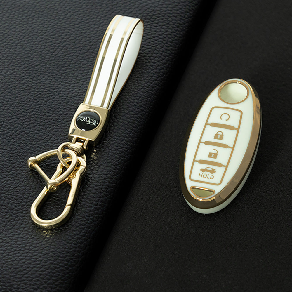 NIB4T1 White-Gold Plating Car Key Cover for Nissan Note Qashqai Pathfinder Rogue Versa Murano Infiniti Q50 Accessories Car Key