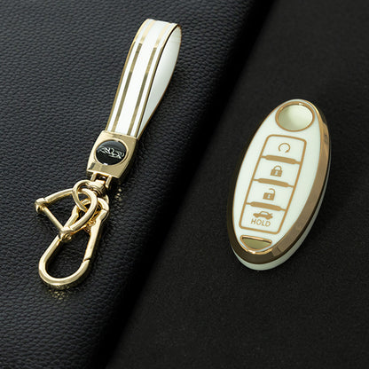 NIB4T1 White-Gold Plating Car Key Cover for Nissan Note Qashqai Pathfinder Rogue Versa Murano Infiniti Q50 Accessories Car Key