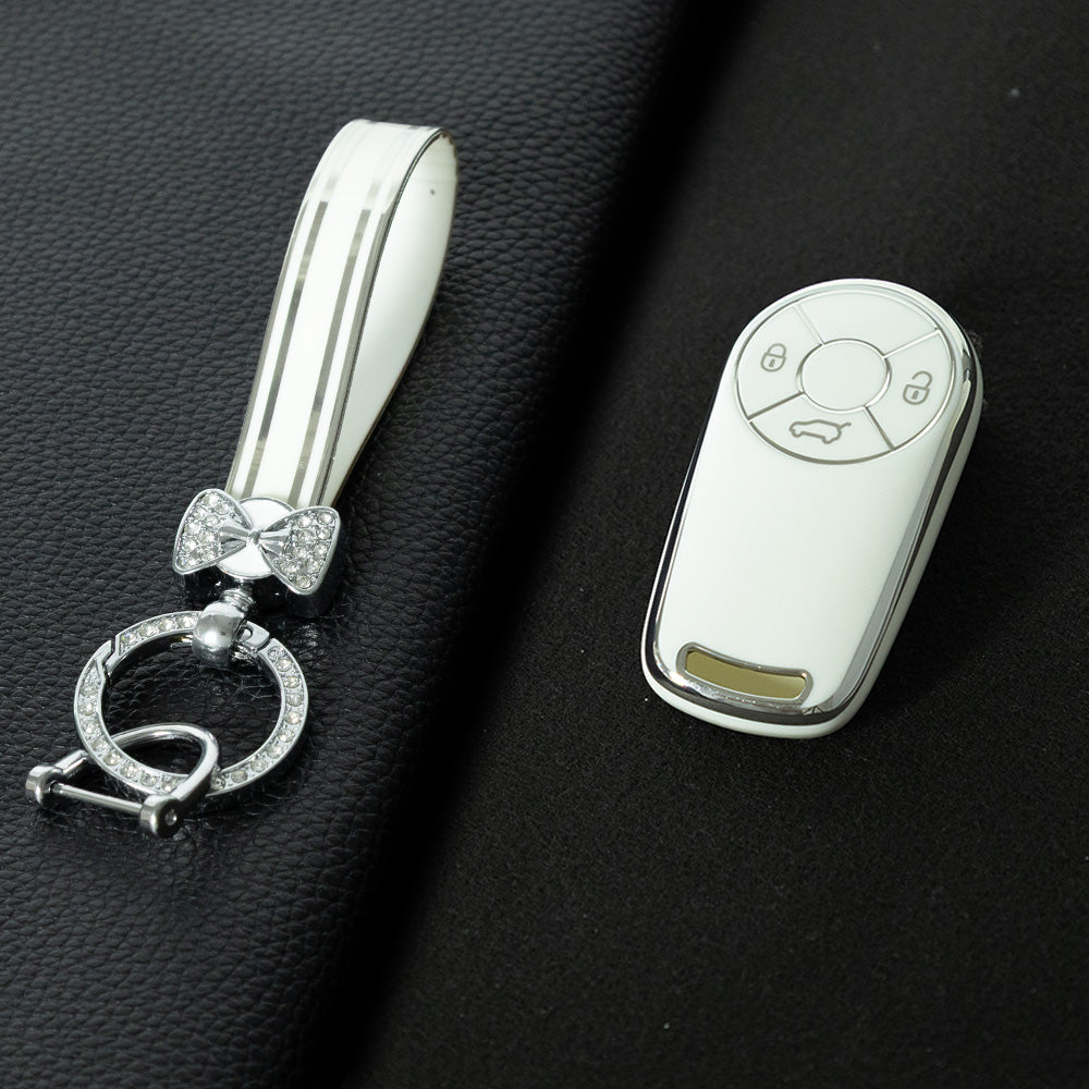 ORA1T1 White-Silver Plating TPU Car Key Case Cover for ORA Es11 Good Cat R1 R2 Baimao IQ5 EV