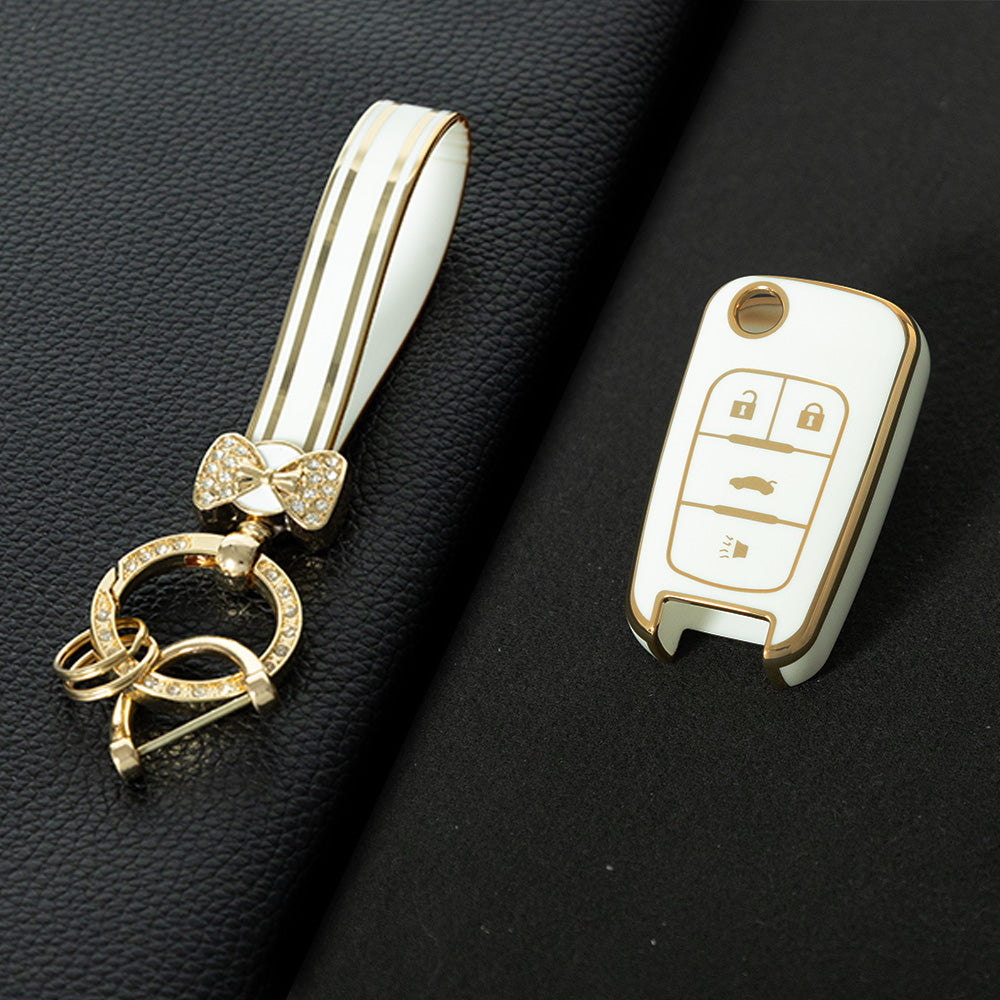 CED2T1 Black-Gold Plating Hot Sale TPU Car Key Case for Chevrolet Cruze AVEO Excelle BUICK XTG Car Key Shell Cover