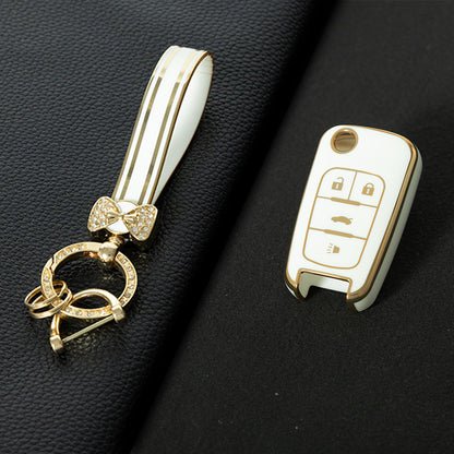 CED2T1 Black-Gold Plating Hot Sale TPU Car Key Case for Chevrolet Cruze AVEO Excelle BUICK XTG Car Key Shell Cover
