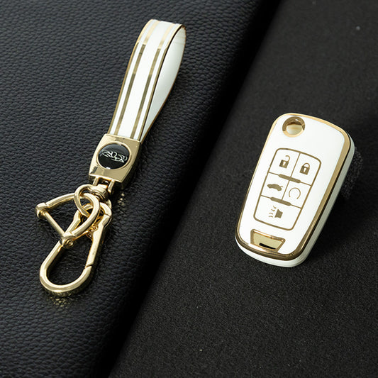 BUE3T1 White-Gold Plating Car Flip Key Fob Case Key Cover for Chevrolet Equinox Volt Cruze Impala Camaro Garna Yakista AVEO Impala GMC