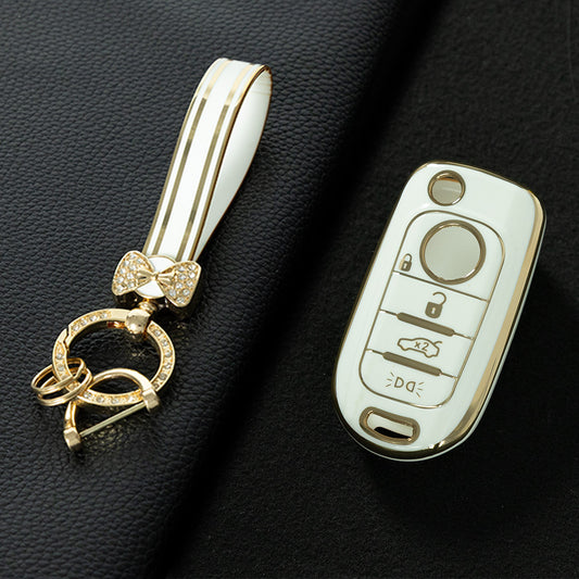 FIB2T1 White-Gold Plating TPU Car Key Case Cover for Fiat Tipo Tprp Freedom 500X Doblo Argo Nuovo Grazie