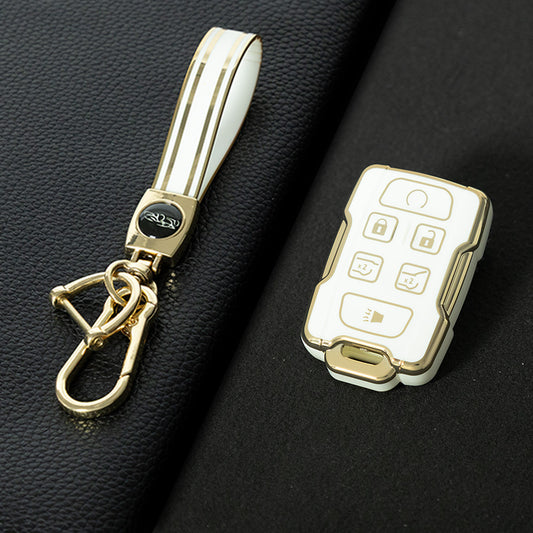 CEC3T1 White-Gold Plating Car Key Cover Case Fob for Chevrolet Suburban Silverado GMC Terrain Yukon Tahoe Sierra