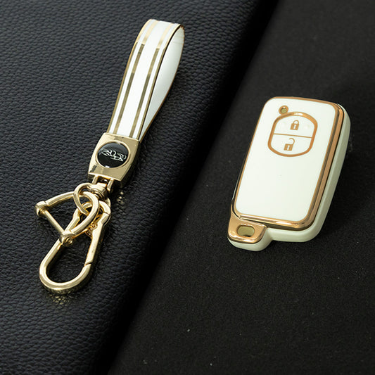 TOG2T1 White-Gold Plating Car Key Cover Soft TPU Car Key Case Cover for Toyota Camry Highlander Crown Prado Land Cruiser Vitz Prius Corolla Accessories