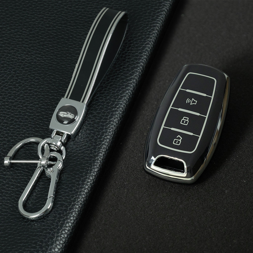 GRA4T1 Black-Silver Plating TPU Car Key Case for Great Wall Haval Jolion 2022 H6 H7 H4 H9 F5 F7 F7X F7H H2S GMW Dargo