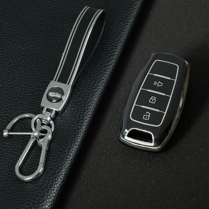GRA4T1 Black-Silver Plating TPU Car Key Case for Great Wall Haval Jolion 2022 H6 H7 H4 H9 F5 F7 F7X F7H H2S GMW Dargo